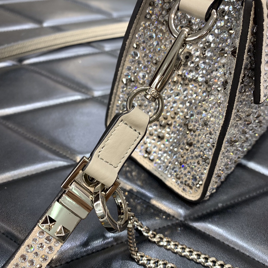 Valentino Garavani Vsling Mini Handbag Entirely Covered in Beige Rhinestones 